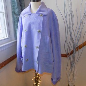 Harve' Benard Lavendar Microsuede Pea Coat Jacket Women's 12